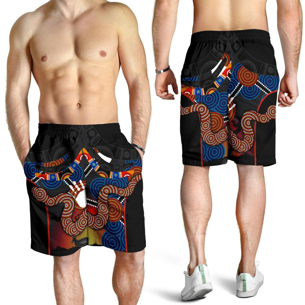 aboriginal-mens-shorts-australian-boomerang-and-snake-indigenous-art