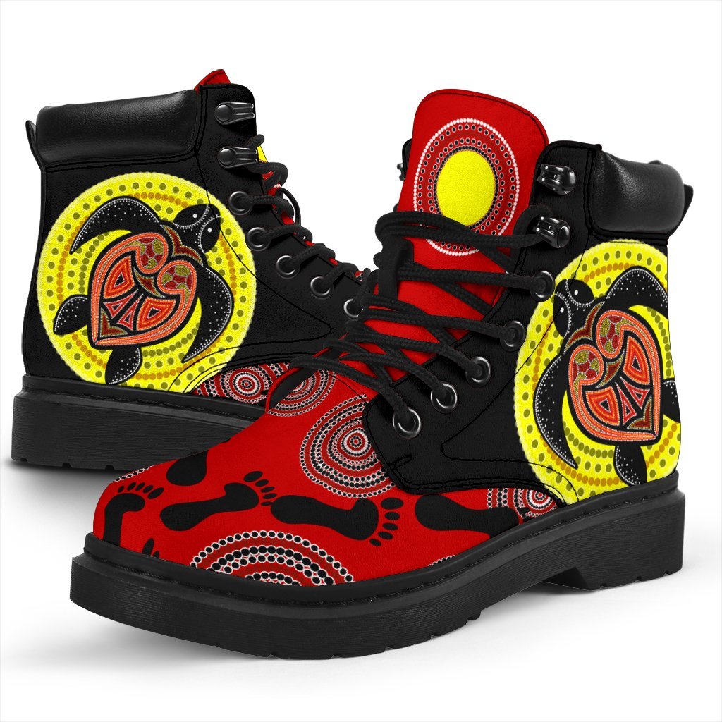 aboriginal-boots-turtle-patterns-footprint-circle-dot-painting-all-season