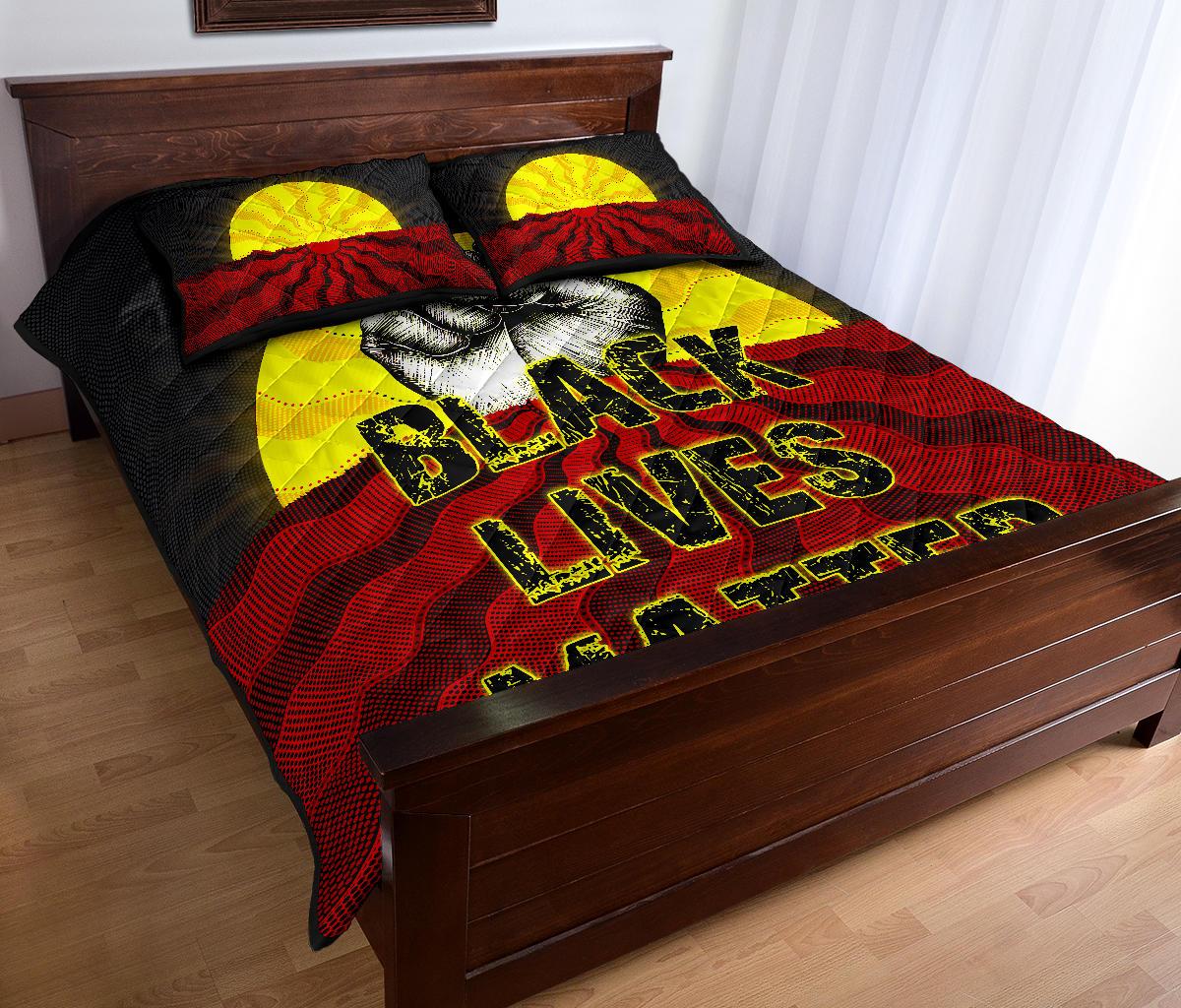 quilt-bed-set-aboriginal-black-lives-matter-sun-dot-painting