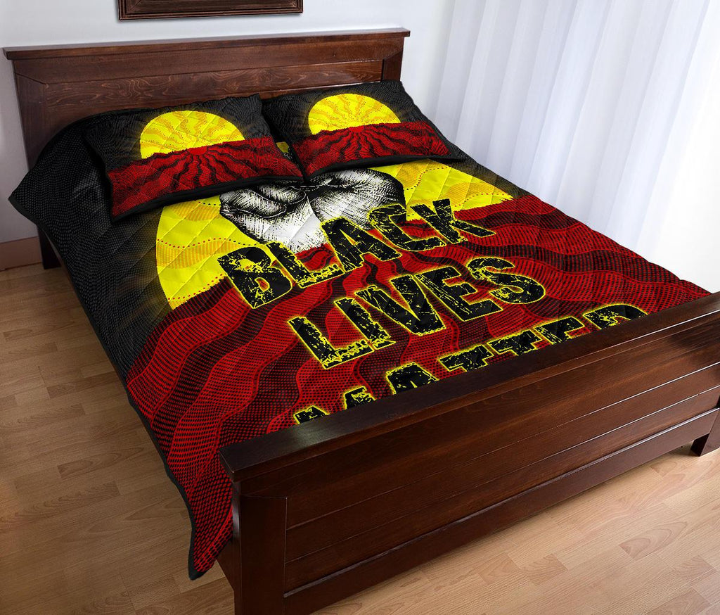 quilt-bed-set-aboriginal-black-lives-matter-sun-dot-painting