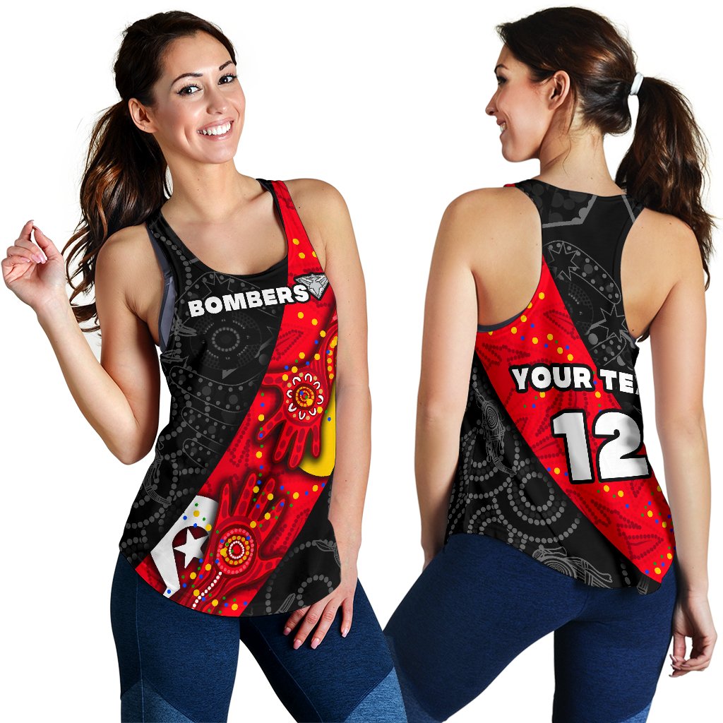 (Custom Personalised) Bombers Naidoc Week Women's Racerback Tank Essendon Ingenious - Vibe Hoodie