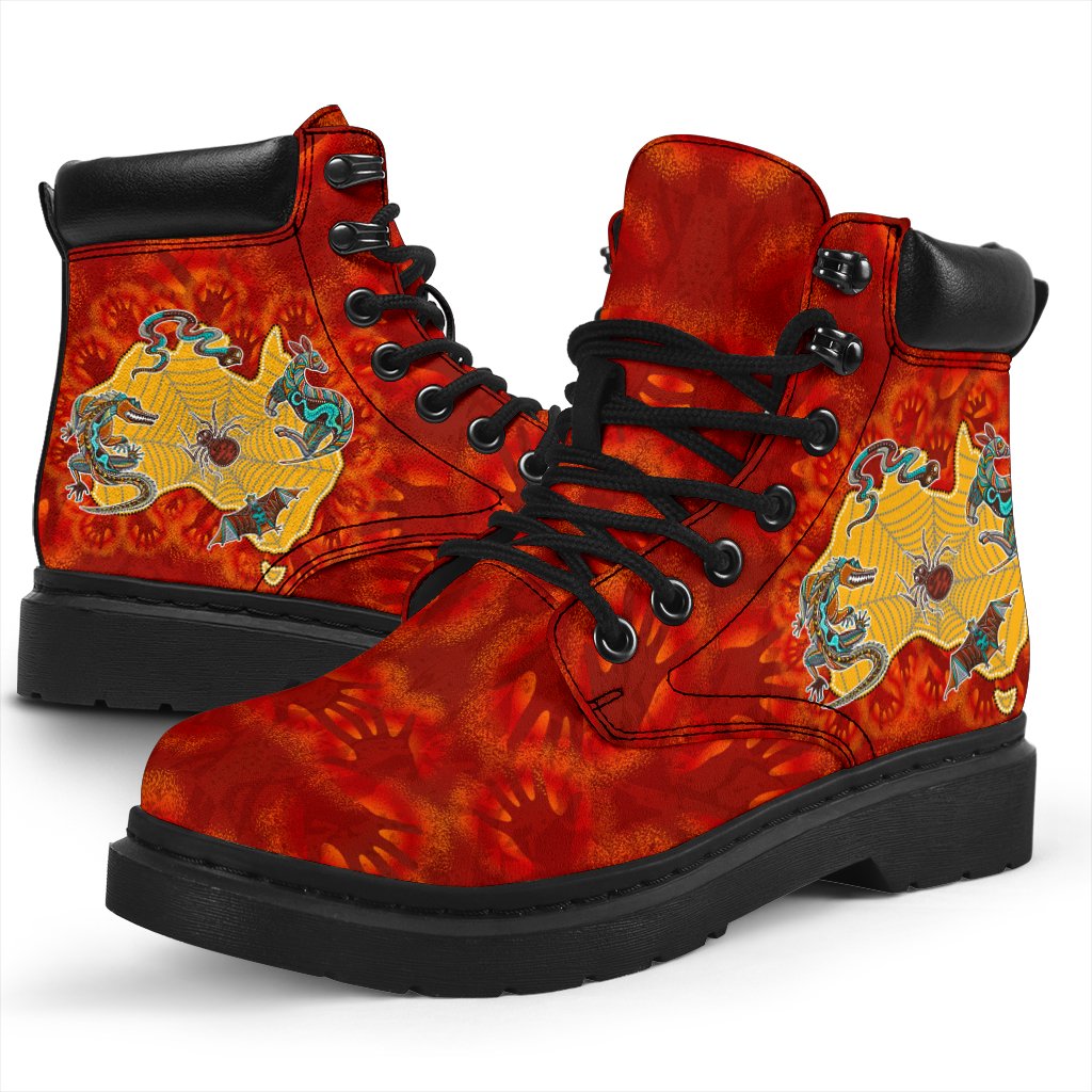 aboriginal-all-season-boots-australia-map-hand-patterns-spider-web