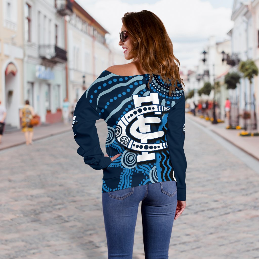 Carlton Blues Women's Off Shoulder Sweater Aboriginal - Vibe Hoodie