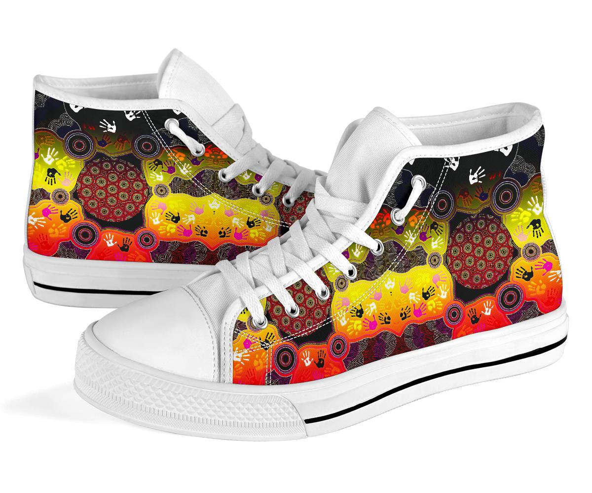 aboriginal-high-top-shoes-indigenous-circle-dot-painting-hand-art