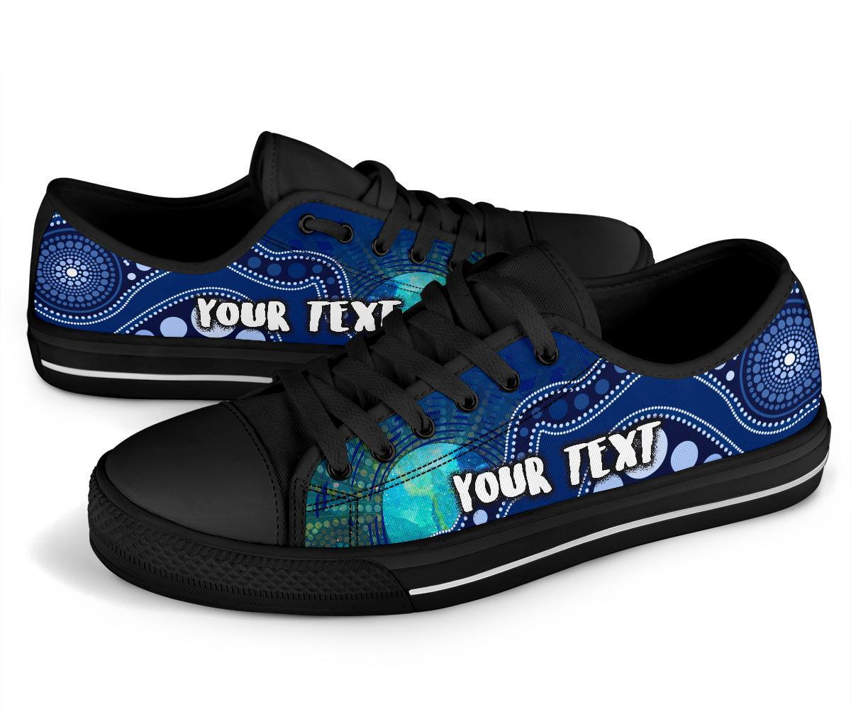 custom-text-aboriginal-low-top-shoes-australia-indigenous-flag-circle-dot-painting-art-blue