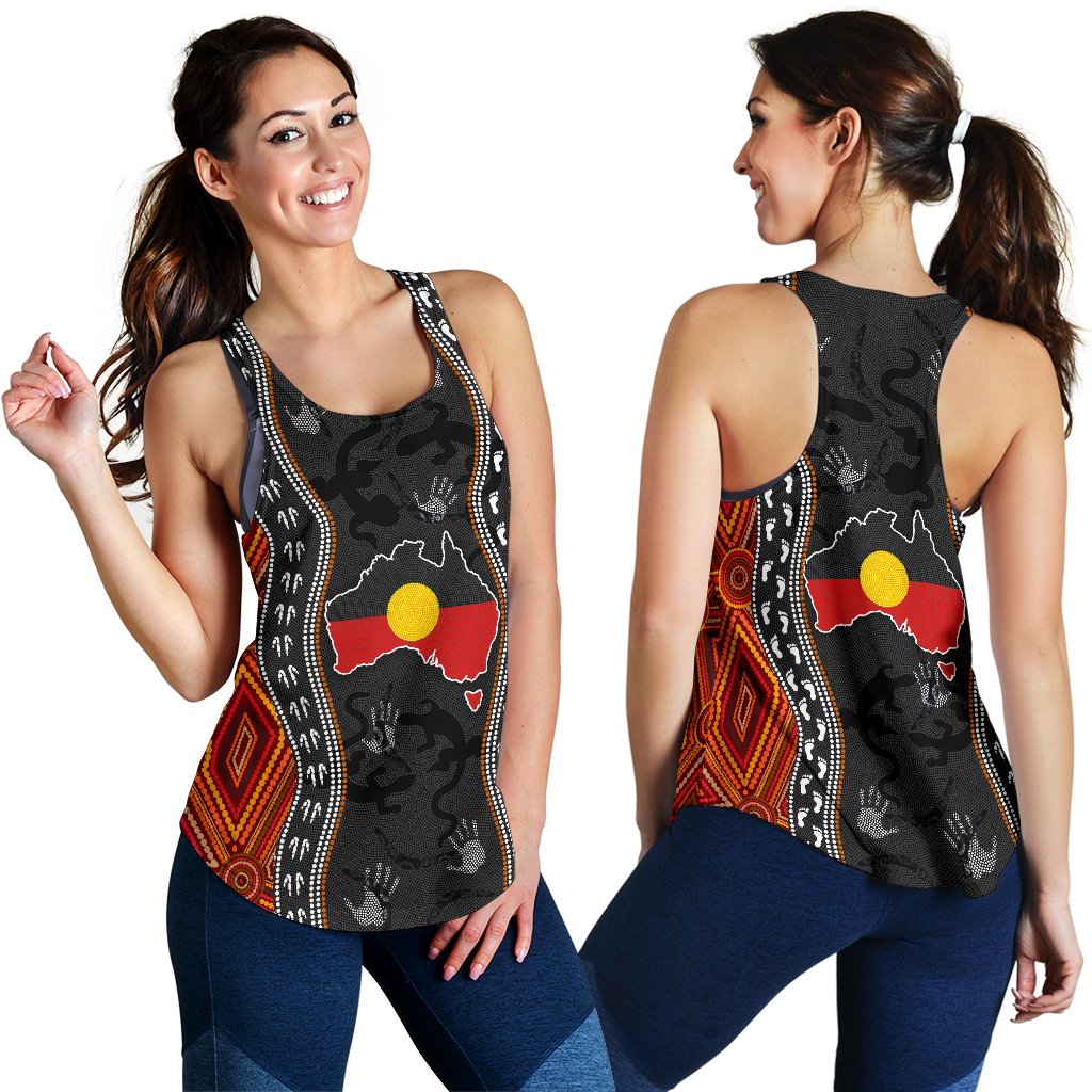 Aboriginal Women's Racerback Tank - Australia Indigenous Map - Vibe Hoodie