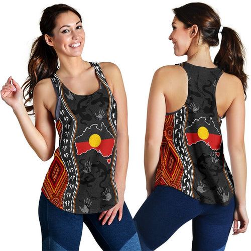 Aboriginal Women's Racerback Tank - Australia Indigenous Map - Vibe Hoodie