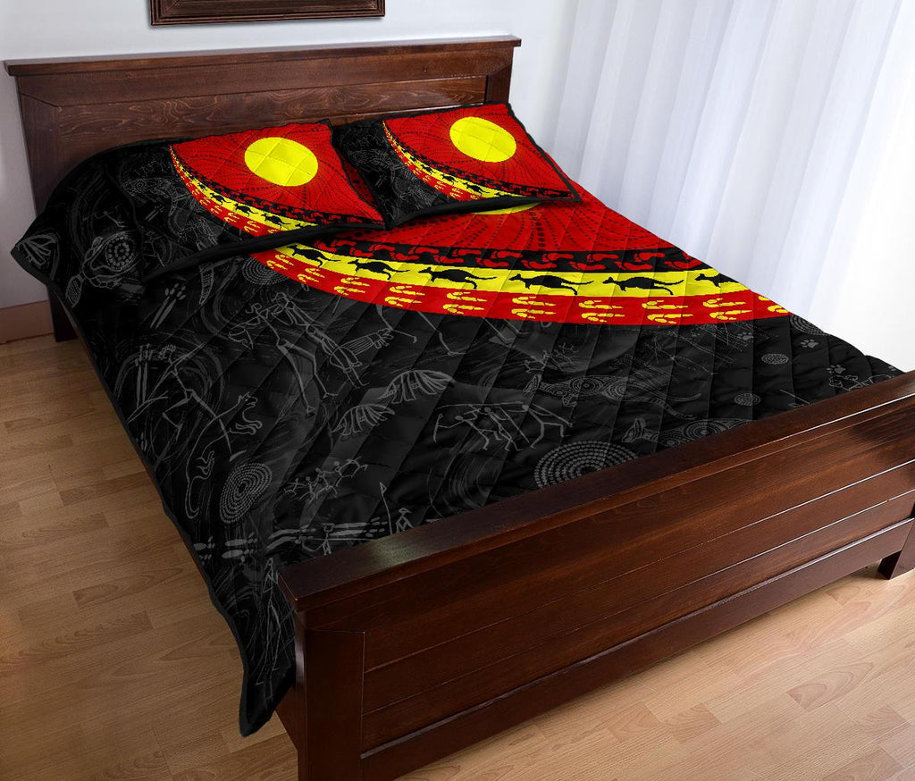 aboriginal-quilt-bed-set-indigenous-flag-circle-dot-painting