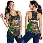 (Custom Text) Racerback Tank - Aus Coat of Arms Aussie Spirit (Green) - Women - Vibe Hoodie
