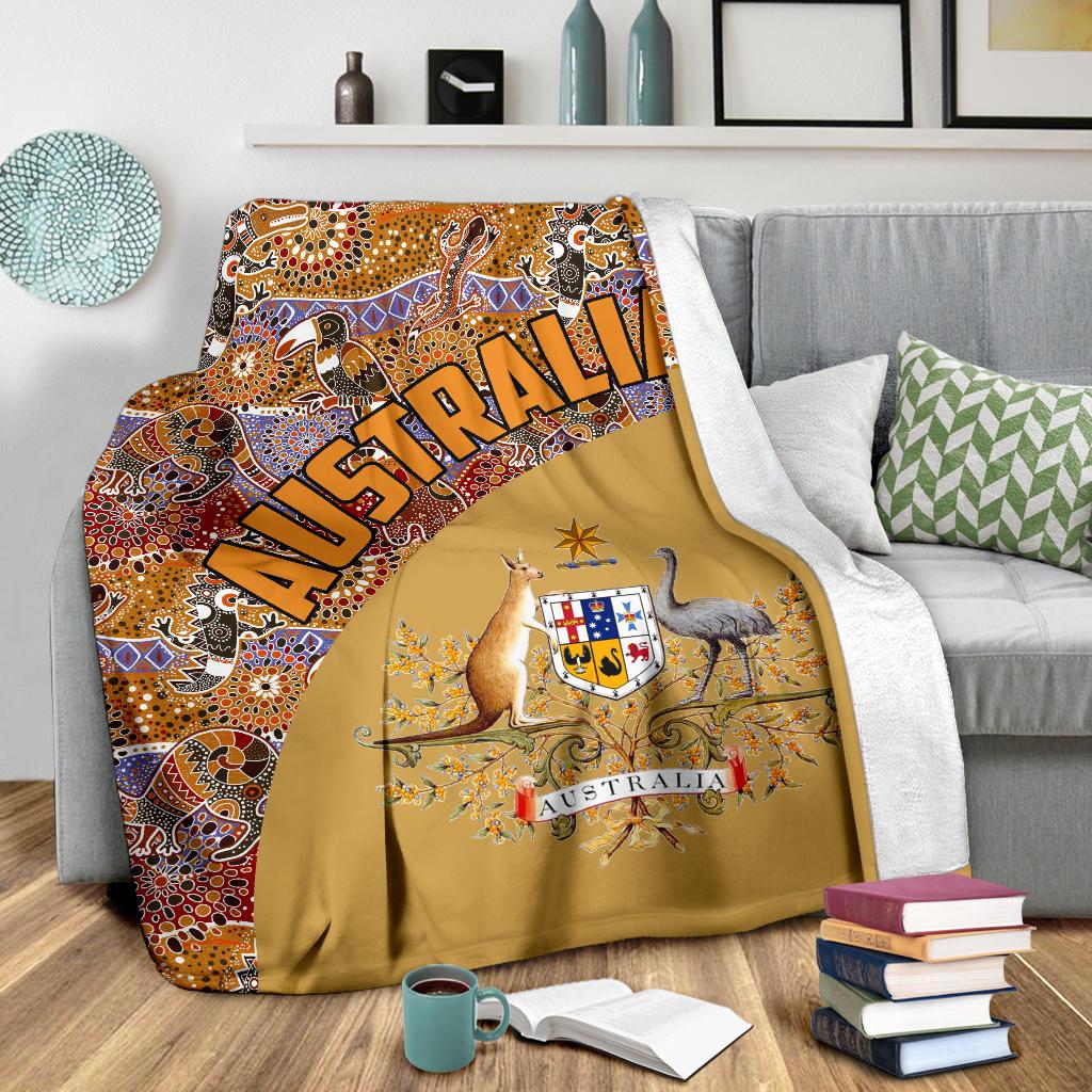premium-blanket-aboriginal-patterns-blanket-australian-coat-of-arms
