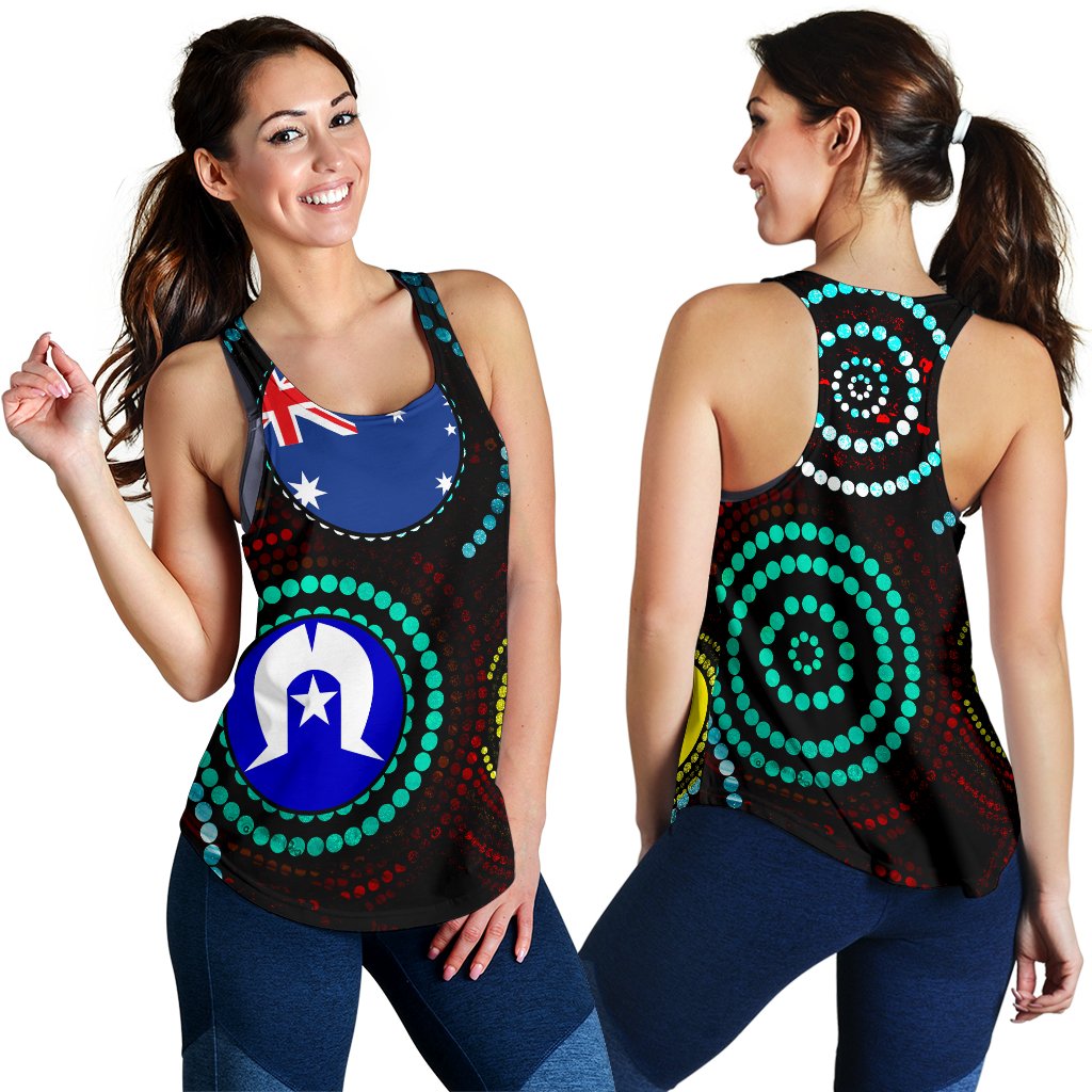 Aboriginal Racerback Tank - Aboriginal Dot Painting & Flag - Vibe Hoodie