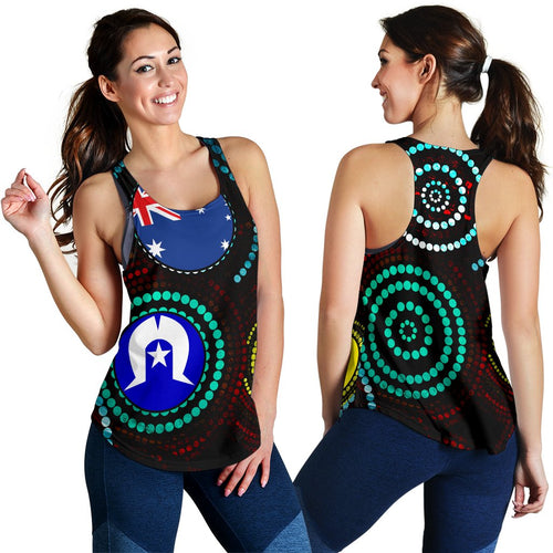 Aboriginal Racerback Tank - Aboriginal Dot Painting & Flag - Vibe Hoodie