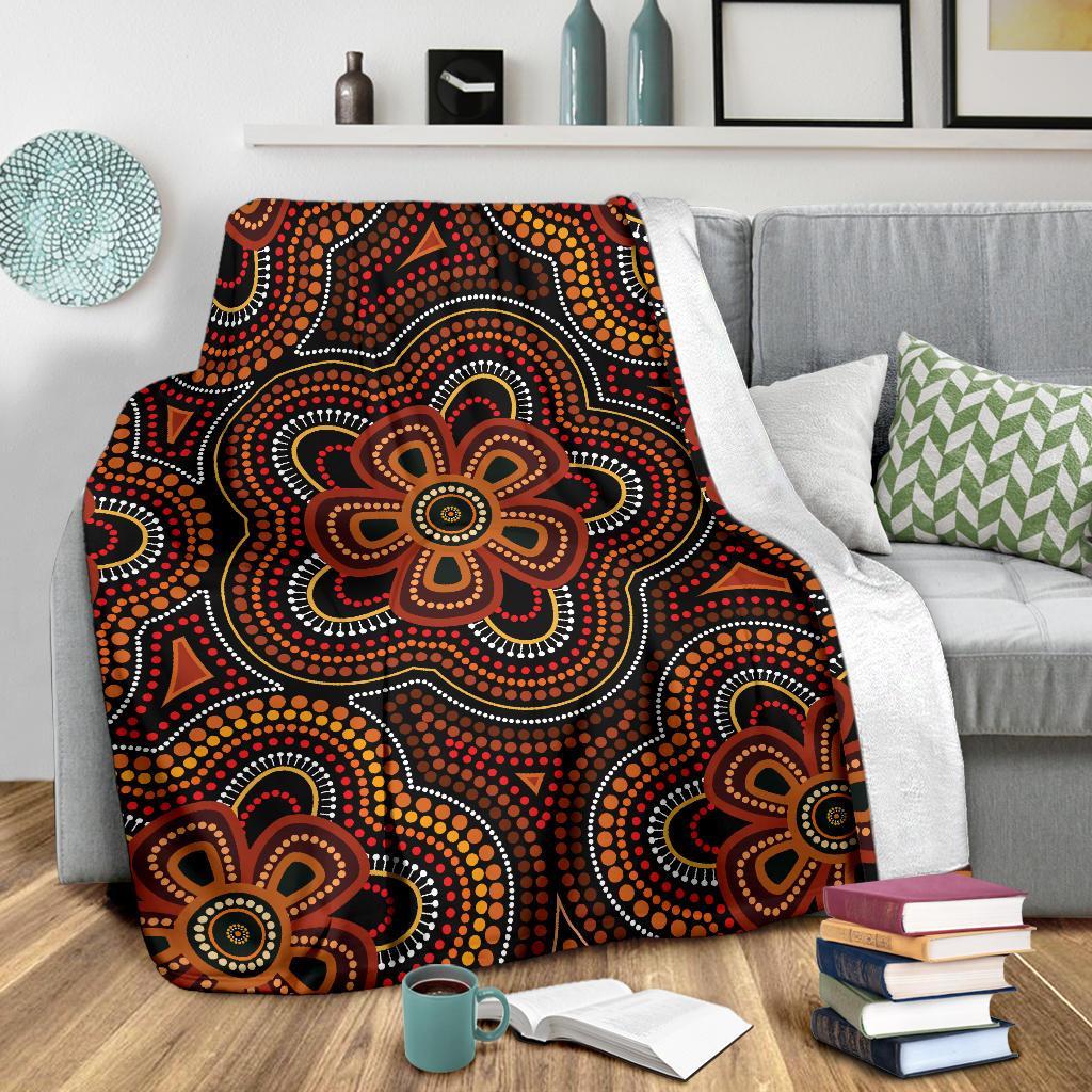 aboriginal-premium-blanket-aboriginal-dot-painting-flowers-style-ver02