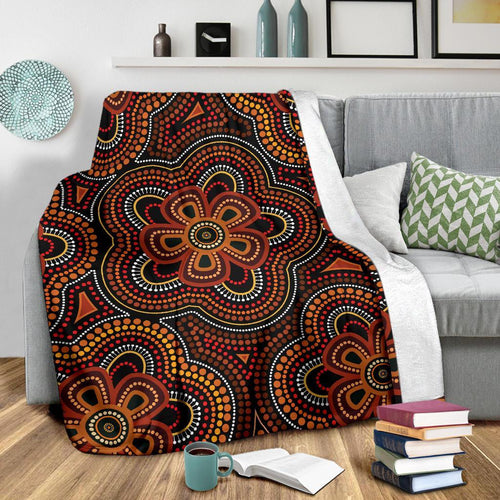 aboriginal-premium-blanket-aboriginal-dot-painting-flowers-style-ver02