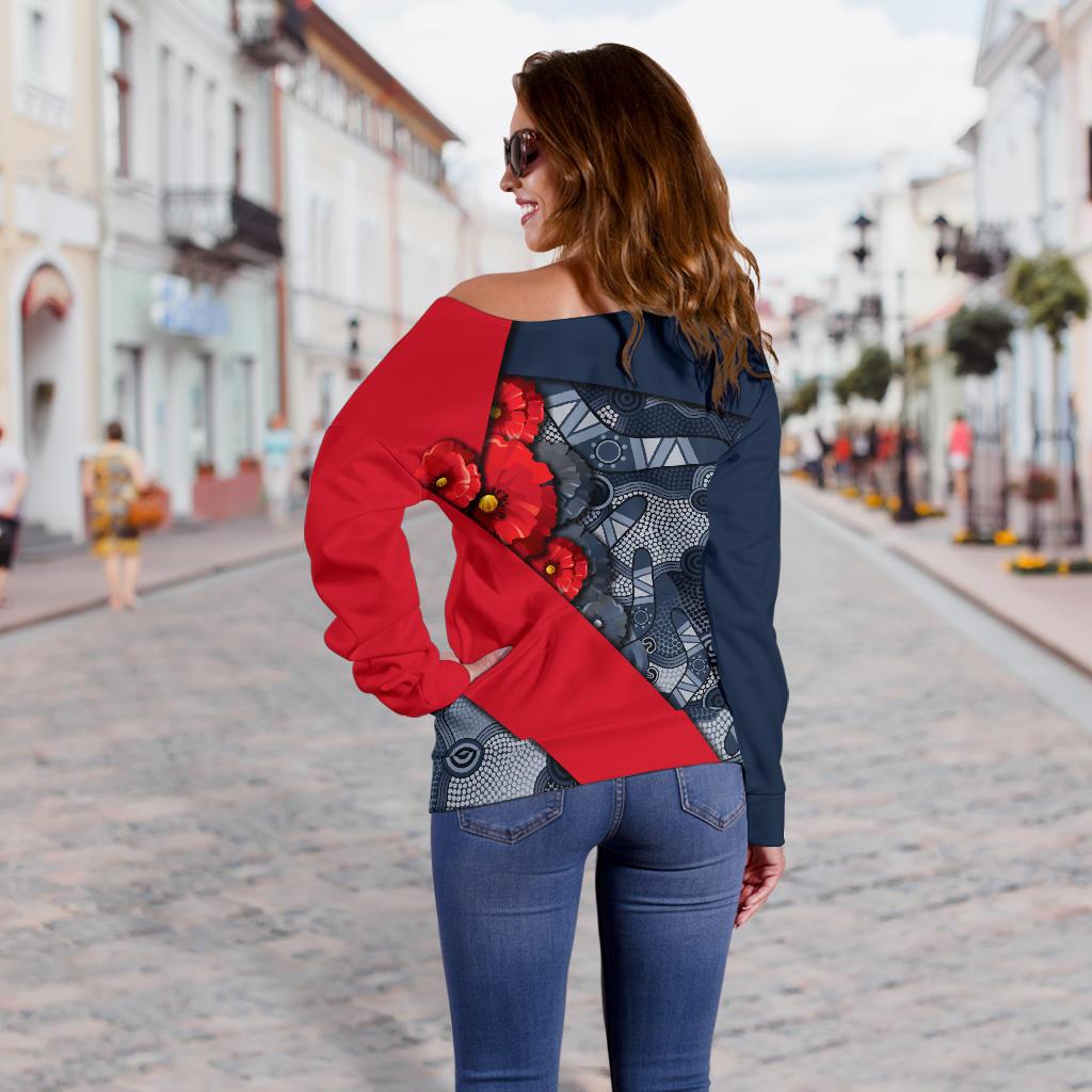 Aboriginal Off Shoulder Sweater (Women), Anzac Day - Vibe Hoodie