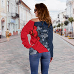 Aboriginal Off Shoulder Sweater (Women), Anzac Day - Vibe Hoodie
