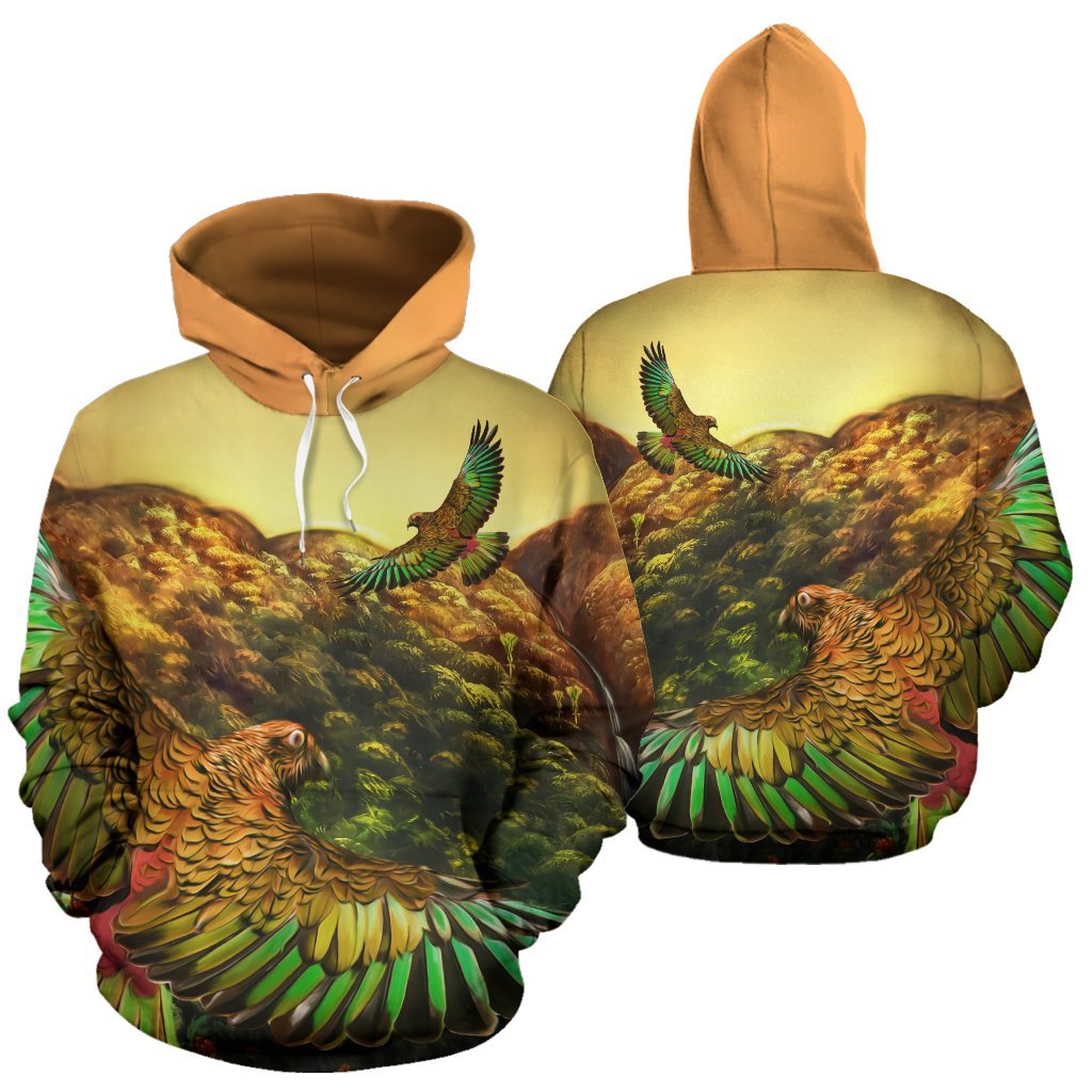 new-zealand-kea-bird-flying-at-sunset-hoodie
