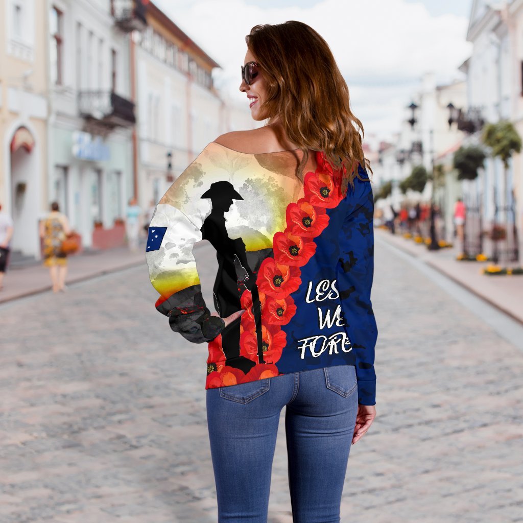 Anzac Lest We Forget Women's Off Shoulder Sweater - All Gave Some, Some Gave All - - Vibe Hoodie