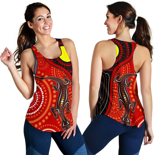 Aboriginal Women's Racerback Tank - Australia Lizard Dot Painting Art - Vibe Hoodie