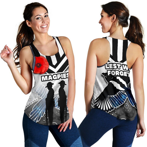 Magpies Women's Racerback Tank Collingwood Anzac Day Special Version - Vibe Hoodie