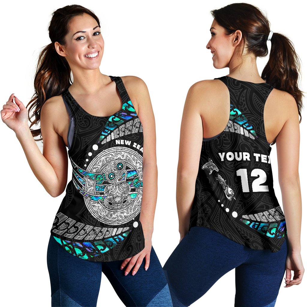 (Custom Personalised) Maori Women's Racerback Tank Hei Tiki Sport Style - Custom Text and Number - Vibe Hoodie