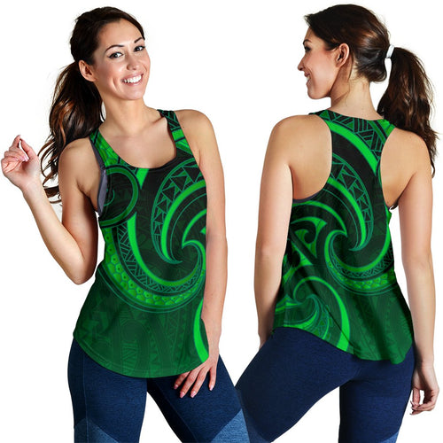 New Zealand Maori Mangopare Women Racerback Tank Polynesian - Green - Vibe Hoodie