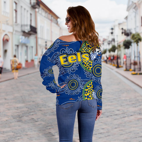 Parramatta Eels Women's Off Shoulder Sweater Indigenous - Vibe Hoodie