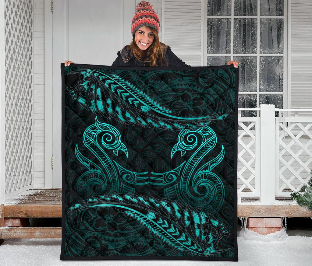 aotearoa-premium-quilt-turquoise-maori-manaia-with-silver-fern