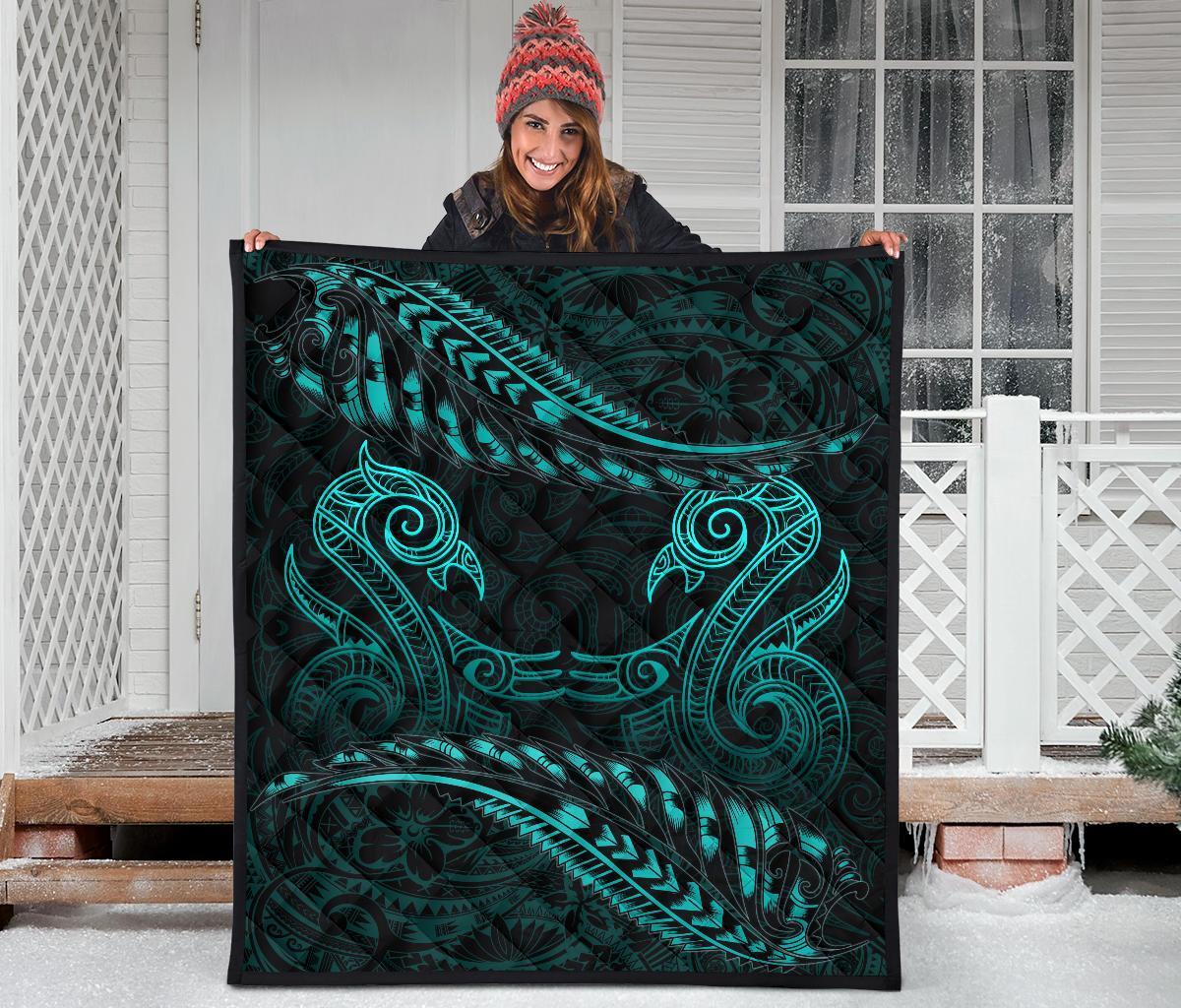 aotearoa-premium-quilt-turquoise-maori-manaia-with-silver-fern