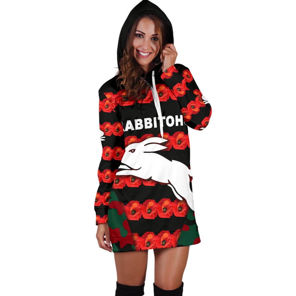 south-sydney-rabbitohs-womens-hoodie-dress-anzac-day-poppy-flower-vibes