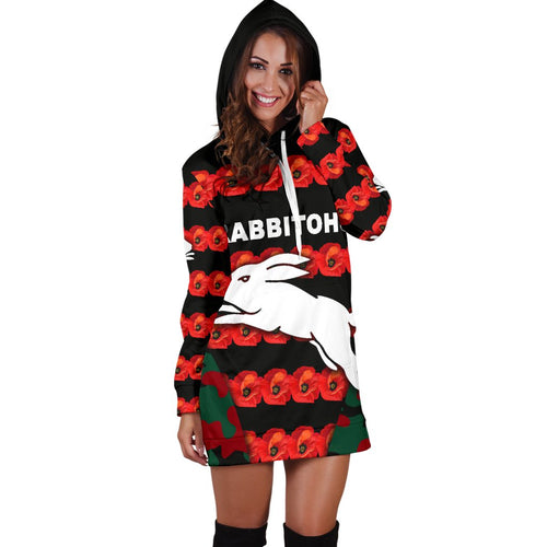 south-sydney-rabbitohs-womens-hoodie-dress-anzac-day-poppy-flower-vibes