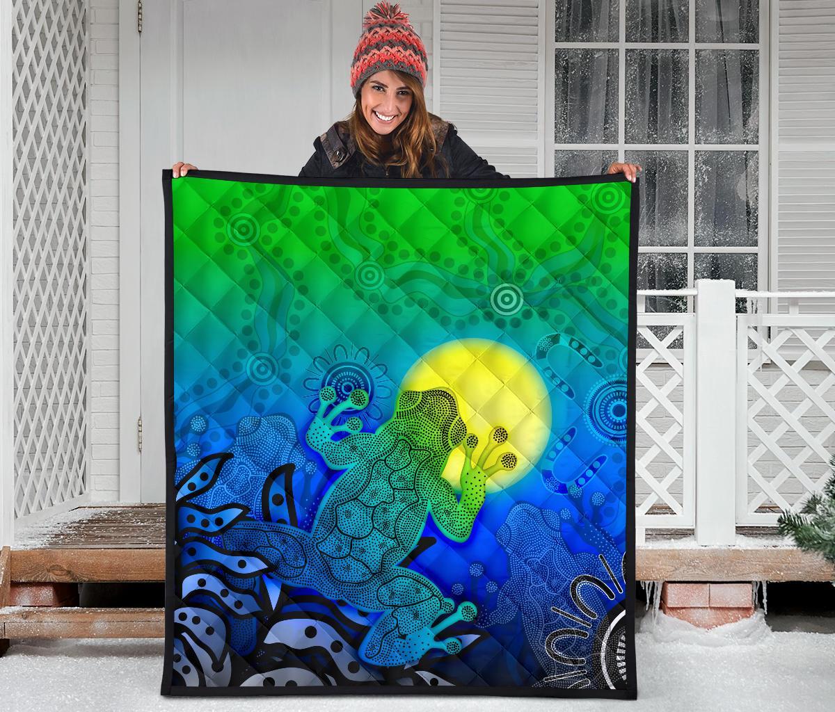 aboriginal-premium-quilt-indigenous-frog-blue