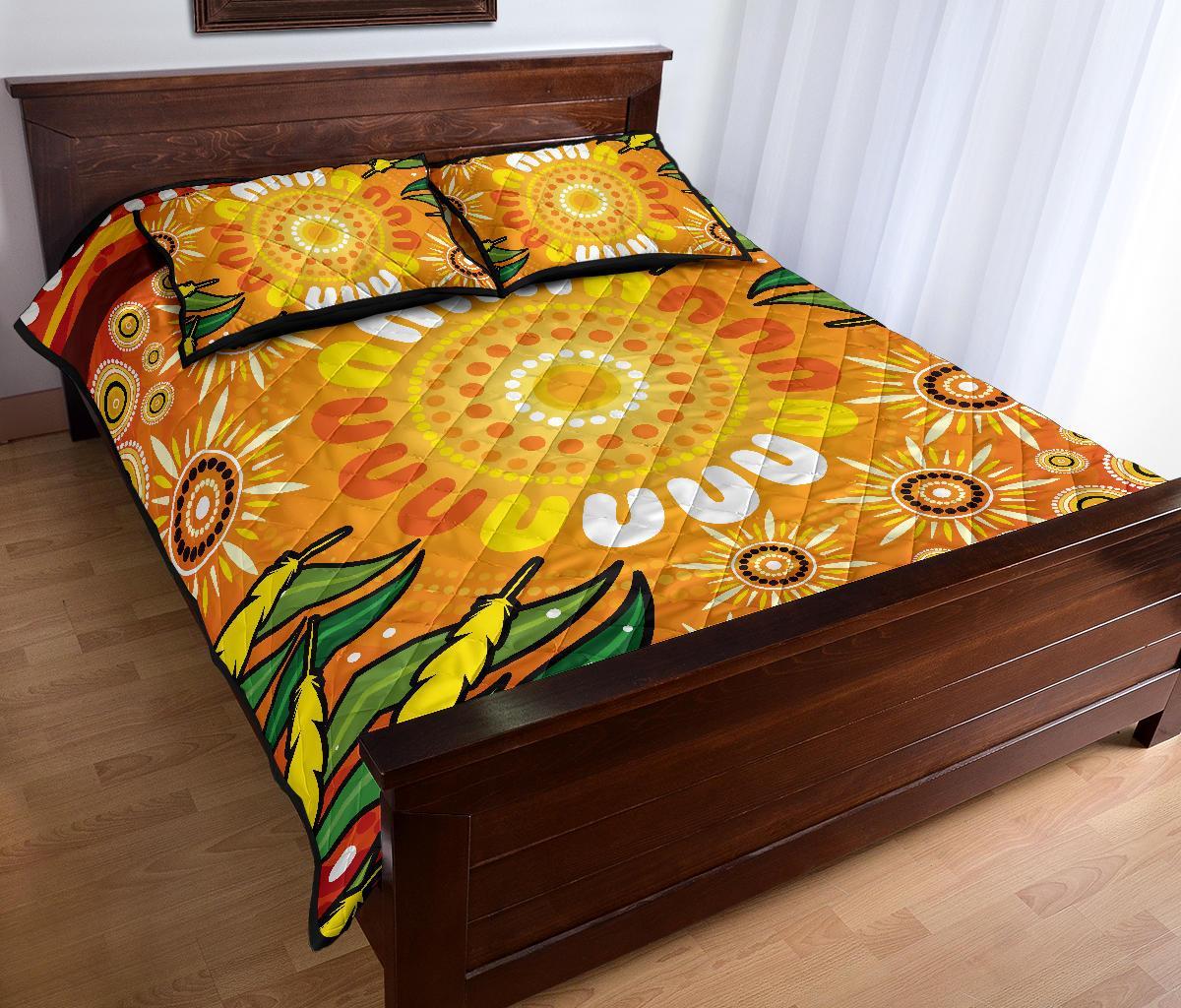 aboriginal-quilt-bed-set-indigenous-circle-leaf-patterns