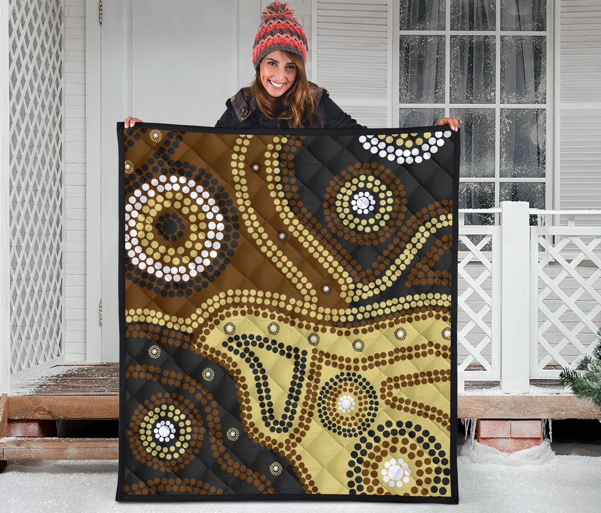 aboriginal-premium-quilt-australia-brown-dot-painting-art