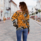 Tigers Women's Off Shoulder Sweater Wests Indigenous - Vibe Hoodie