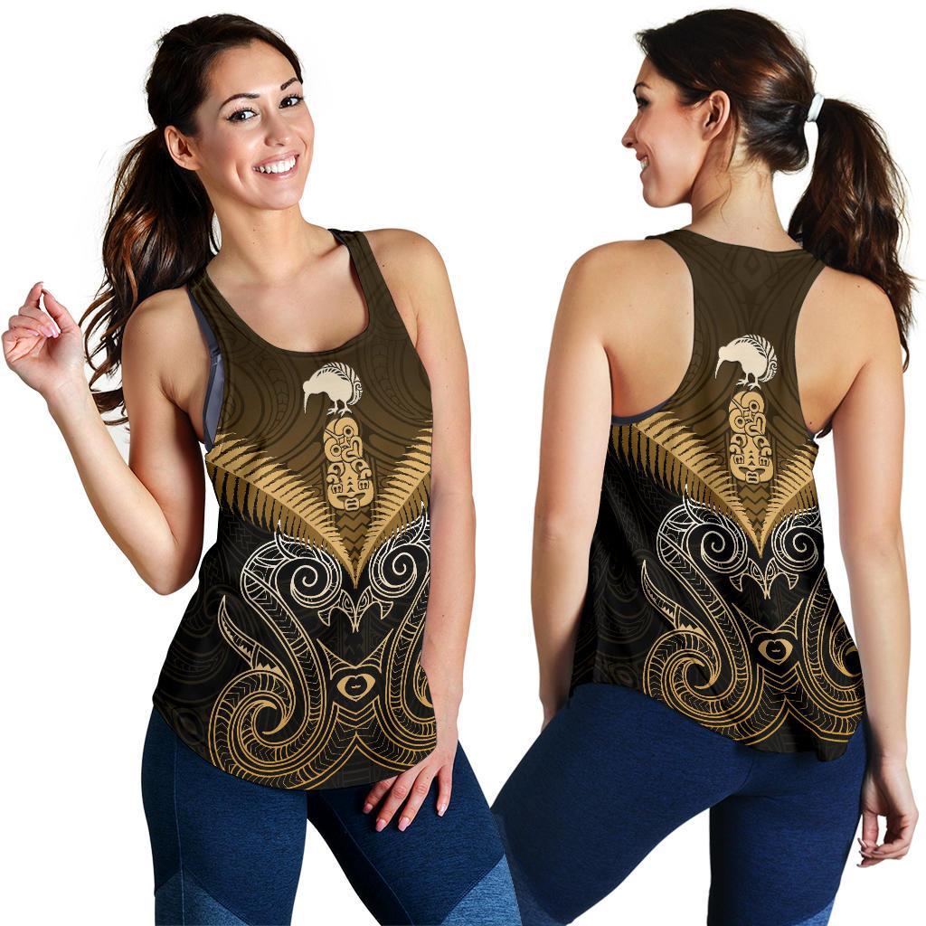 Maori Manaia New Zealand Women Racerback Tank Gold - Vibe Hoodie