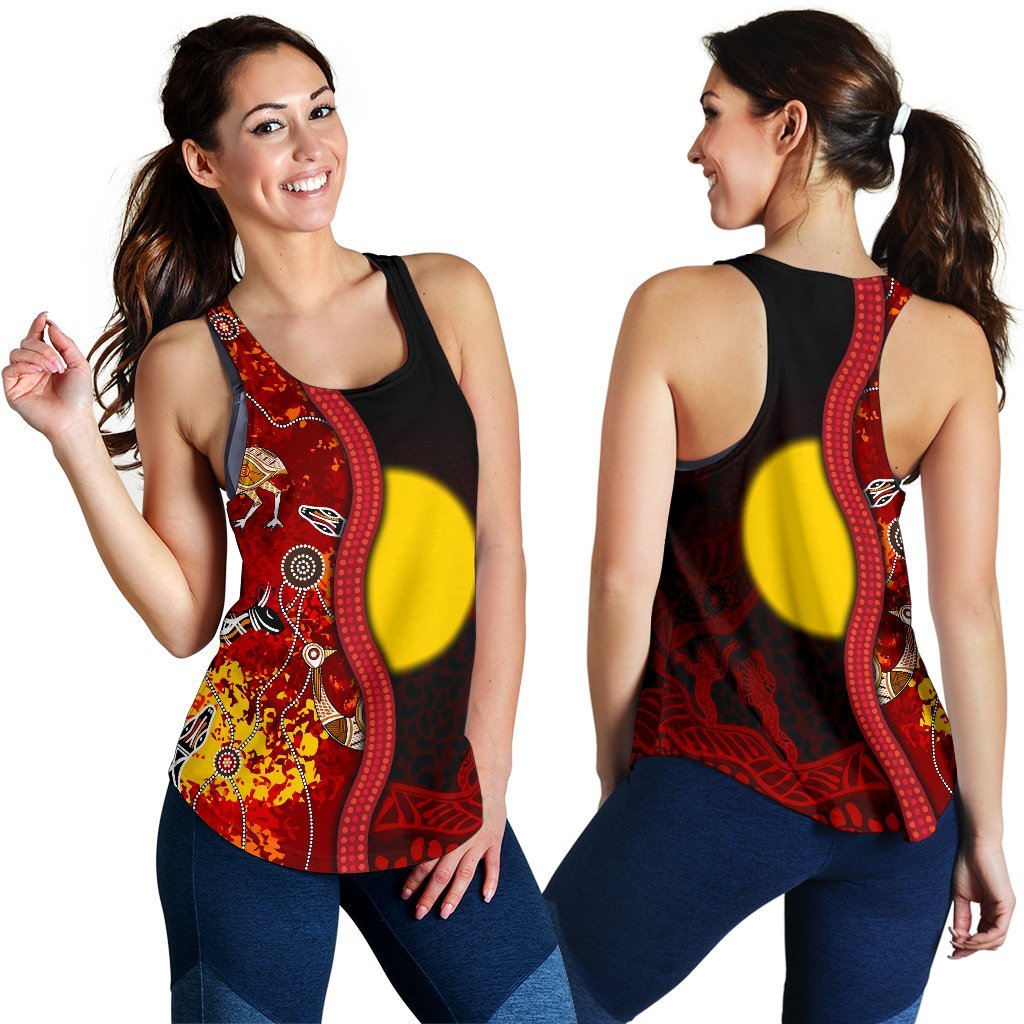 Aboriginal Women's Racerback Tank - Red Indigenous Flag - Vibe Hoodie