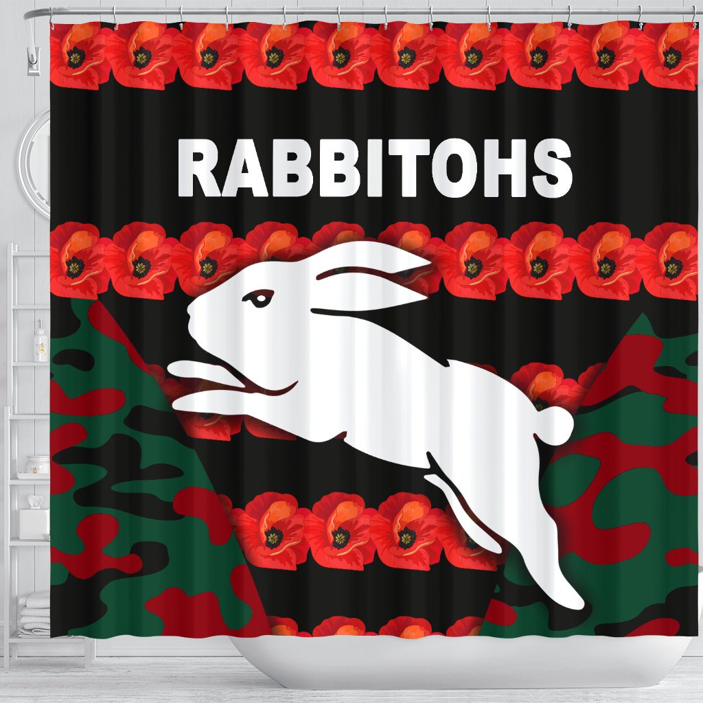 south-sydney-rabbitohs-shower-curtain-anzac-day-poppy-flower-vibes