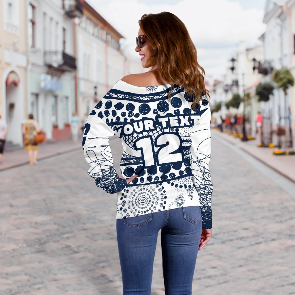 (Custom Personalised) Eels Rugby Women's Off Shoulder Sweater Line Art Special Version - Vibe Hoodie