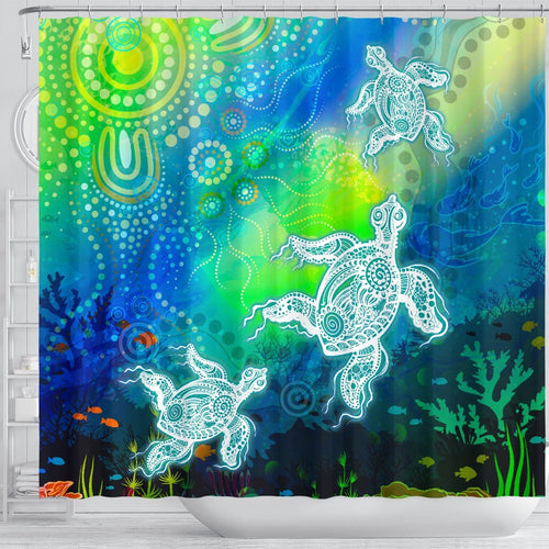 aboriginal-shower-curtains-indigenous-turtle-ocean-dot-painting-art
