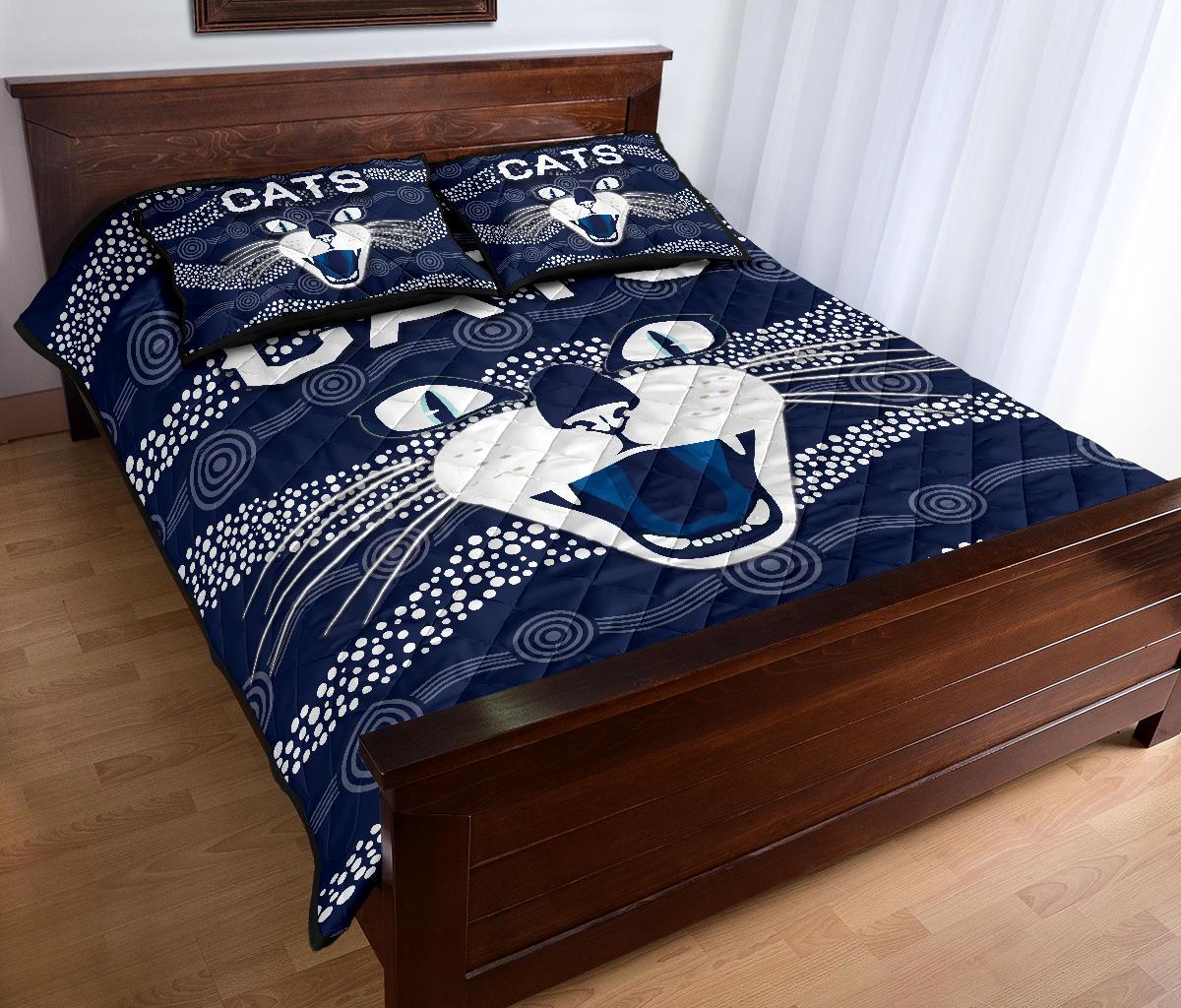 geelong-quilt-bed-set-cats-indigenous-navy