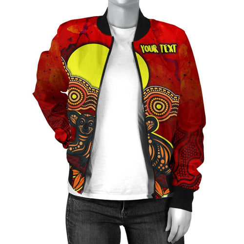 custom-text-aboriginal-womens-bomber-jacket-australian-indigenous-koala