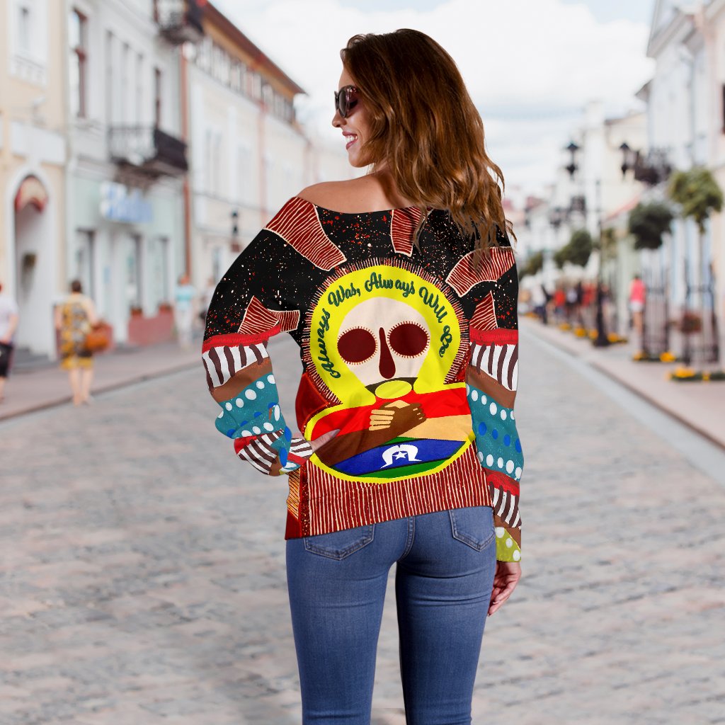 Aboriginal and Torres Strait Islander Off Shoulder Sweater - Naidoc Style - Vibe Hoodie