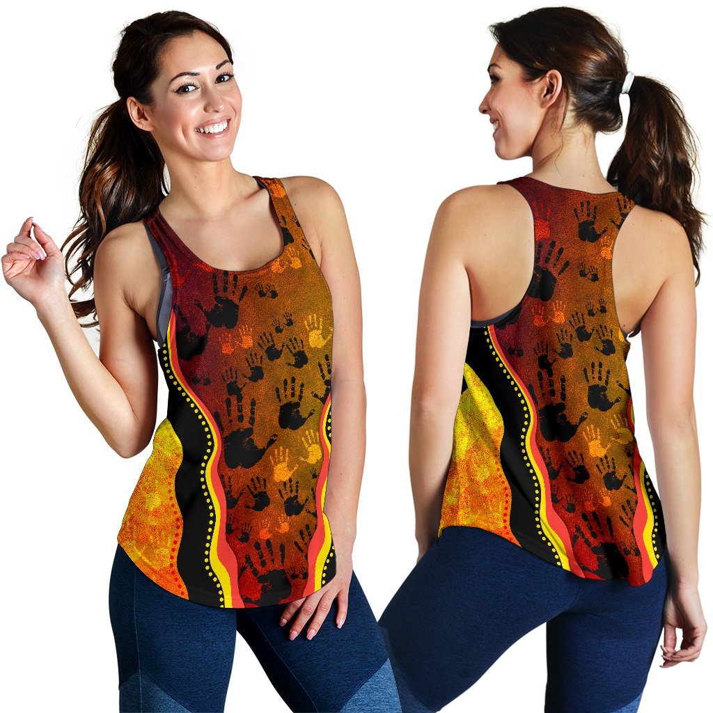 Racerback Tank - Aboriginal Patterns Tank Top Golden Style - Women - Vibe Hoodie