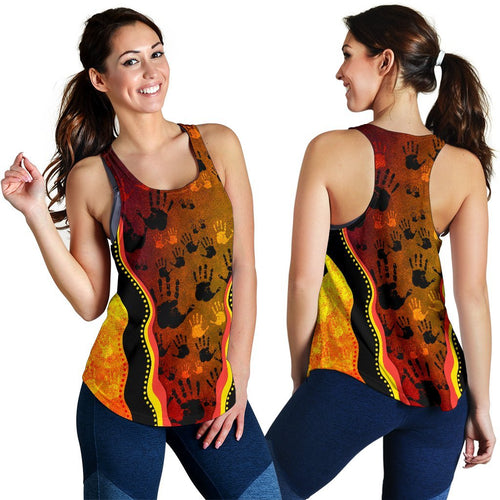 Racerback Tank - Aboriginal Patterns Tank Top Golden Style - Women - Vibe Hoodie