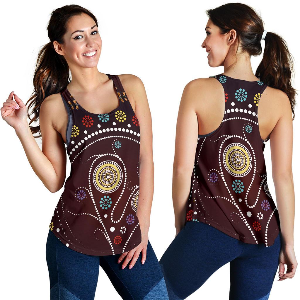 Racerback Tank - Aboriginal Dot Painting Top Tank Tree - Women - Vibe Hoodie