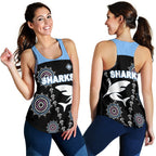 Cronulla Women's Racerback Tank Sharks Simple Indigenous - Black - Vibe Hoodie