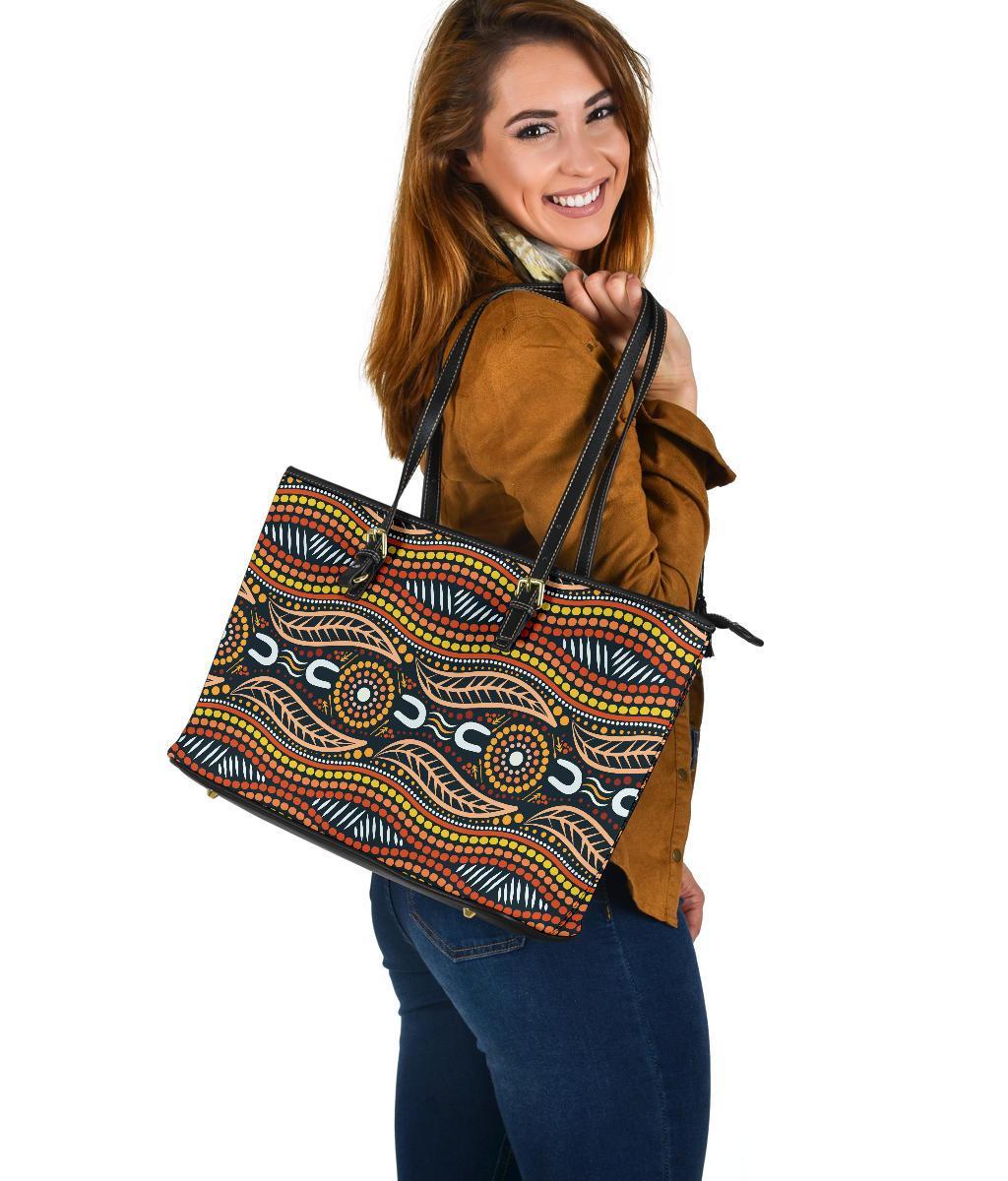 leather-tote-bag-indigenous-dot-painting