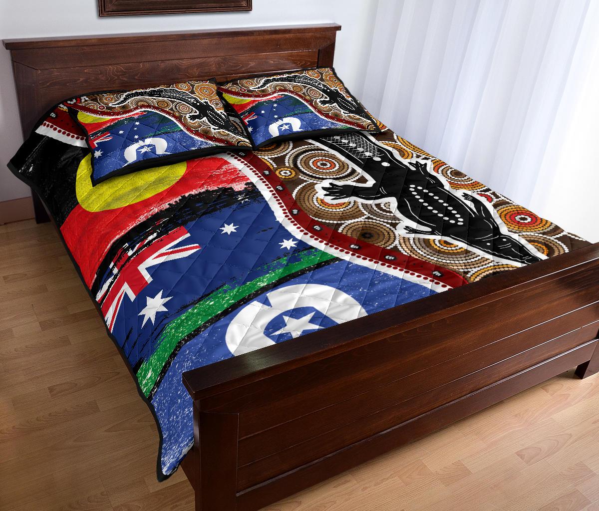 1saustralia-quilt-bed-set-australian-aboriginal-crocodile-with-naidoc-flags