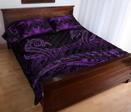 aotearoa-quilt-bed-set-purple-maori-manaia-with-silver-fern